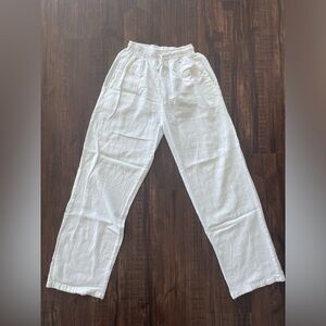 white linen pants